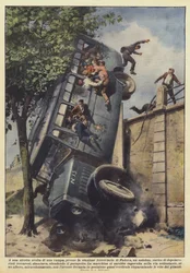 At a sharp turn of a ramp near the Padua railway station, a bus